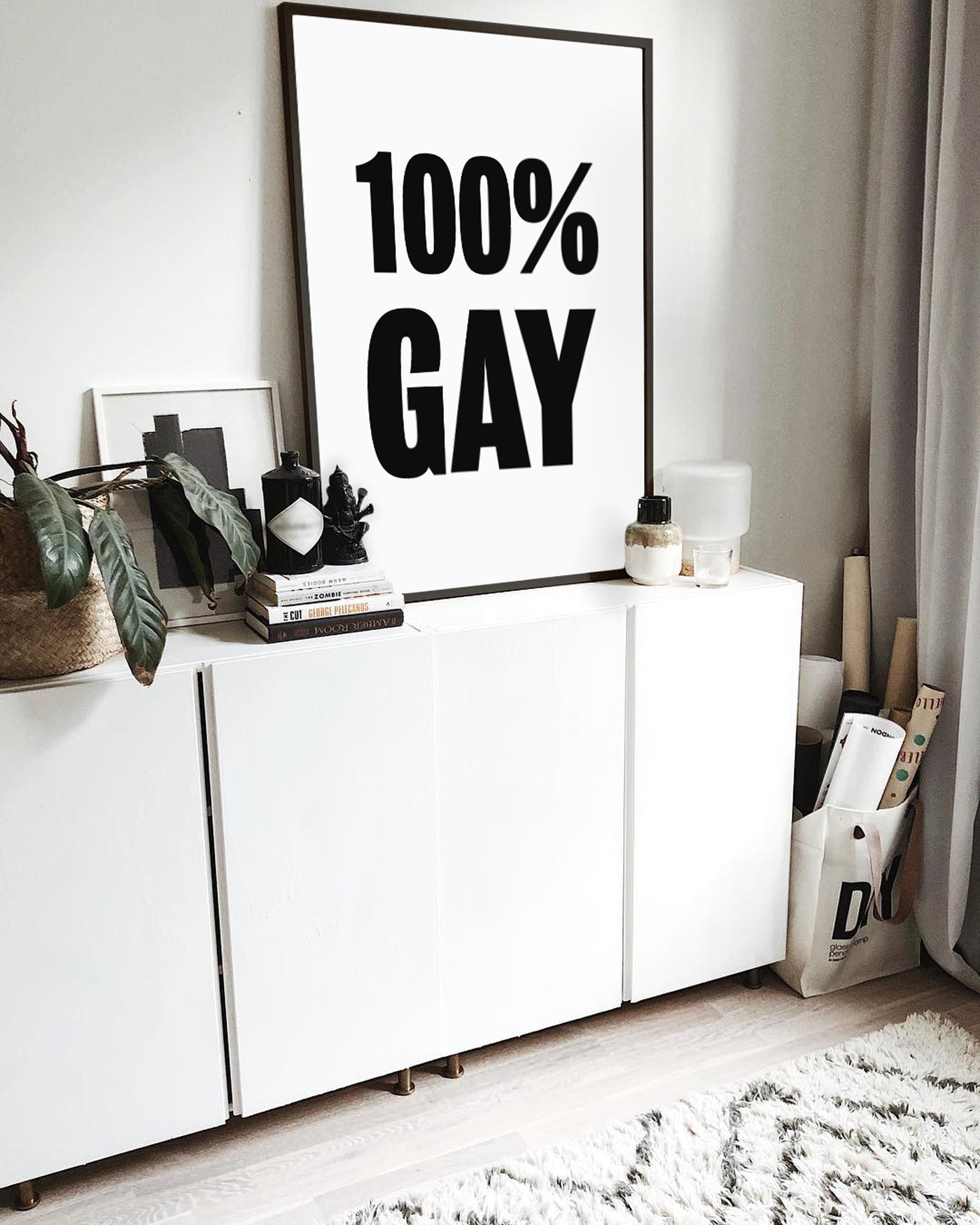 100% Gay' Typographic Wall Art Print