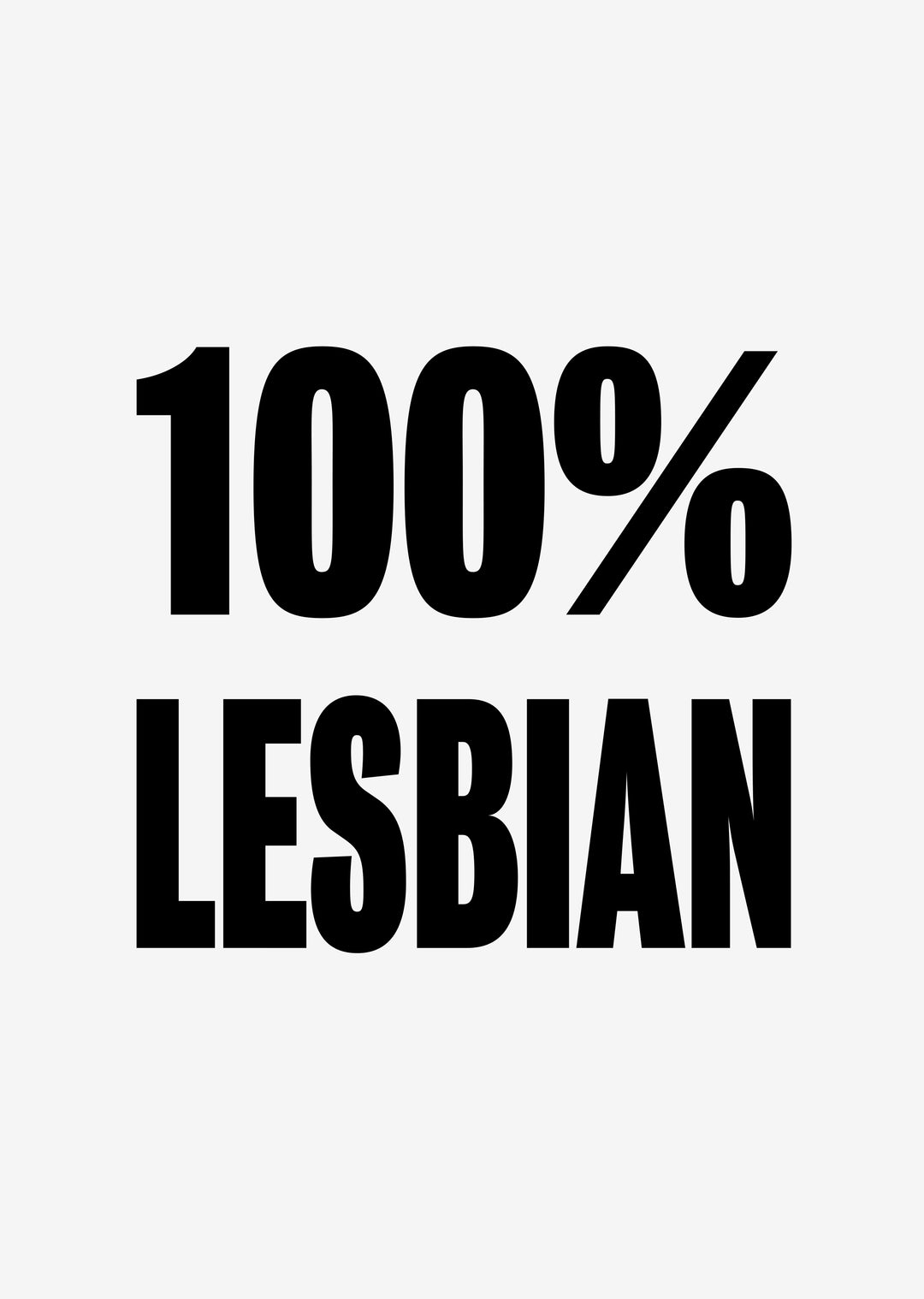 100% Lesbian' Typographic Wall Art Print