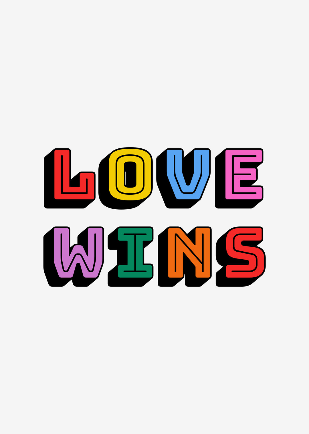Typografischer Wandkunstdruck von Love Wins
