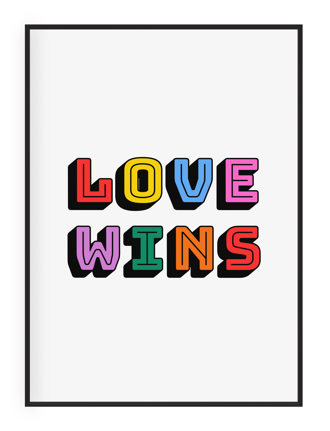 Typografischer Wandkunstdruck von Love Wins