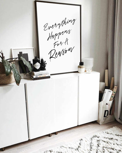 Typographic Wall Art Print 'Everything Happens For A Reason'