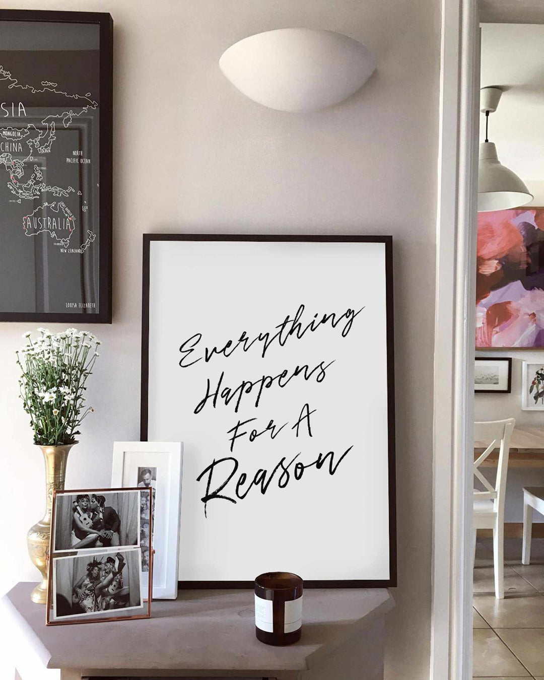 Typographic Wall Art Print 'Everything Happens For A Reason'