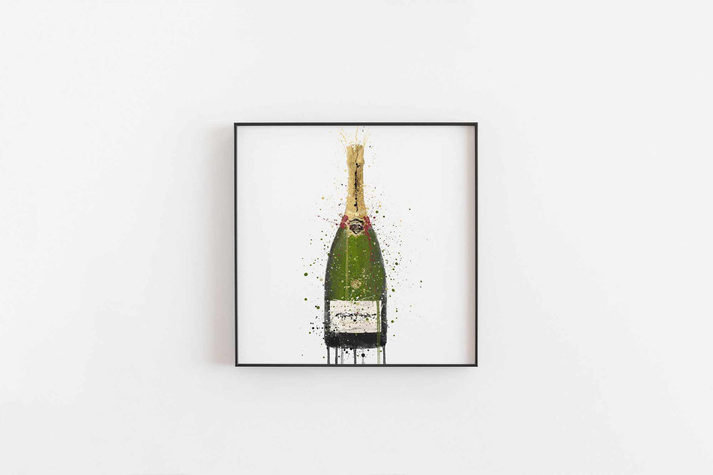 Champagne Bottle Wall Art Print 'Olive Green'