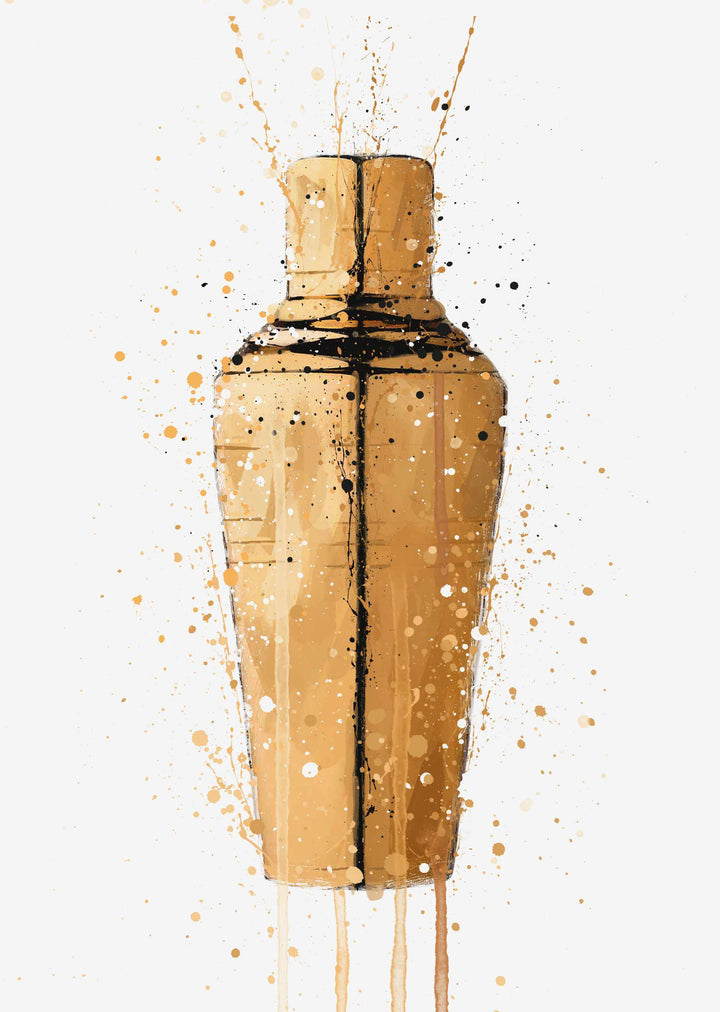 Cocktail-Shaker-Wand-Kunstdruck (Gold)