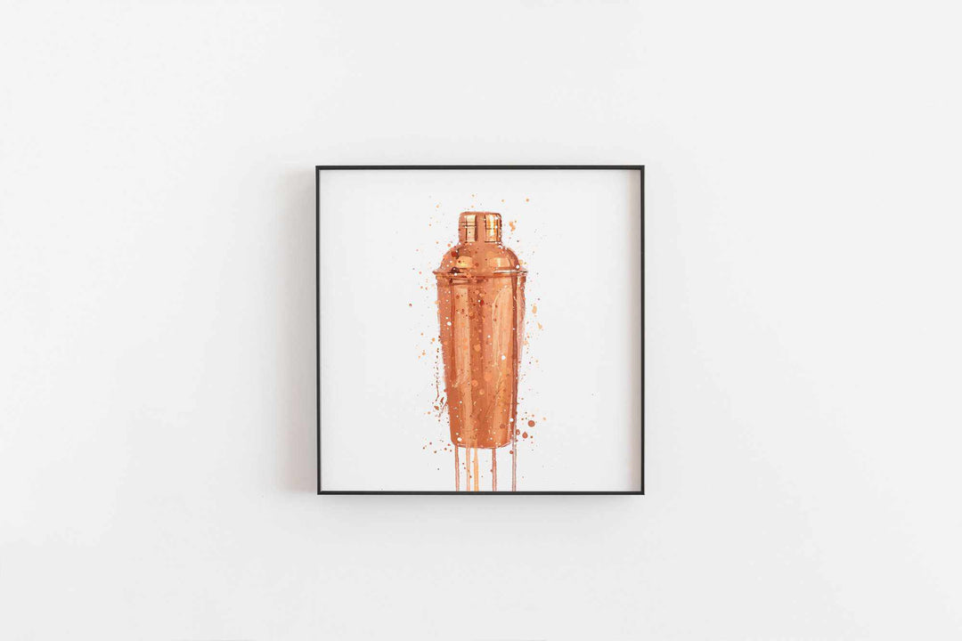 Cocktail-Shaker-Wand-Kunstdruck (Kupfer)