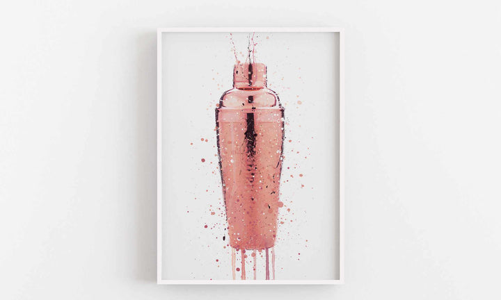 Cocktail-Shaker-Wand-Kunstdruck (Roségold)