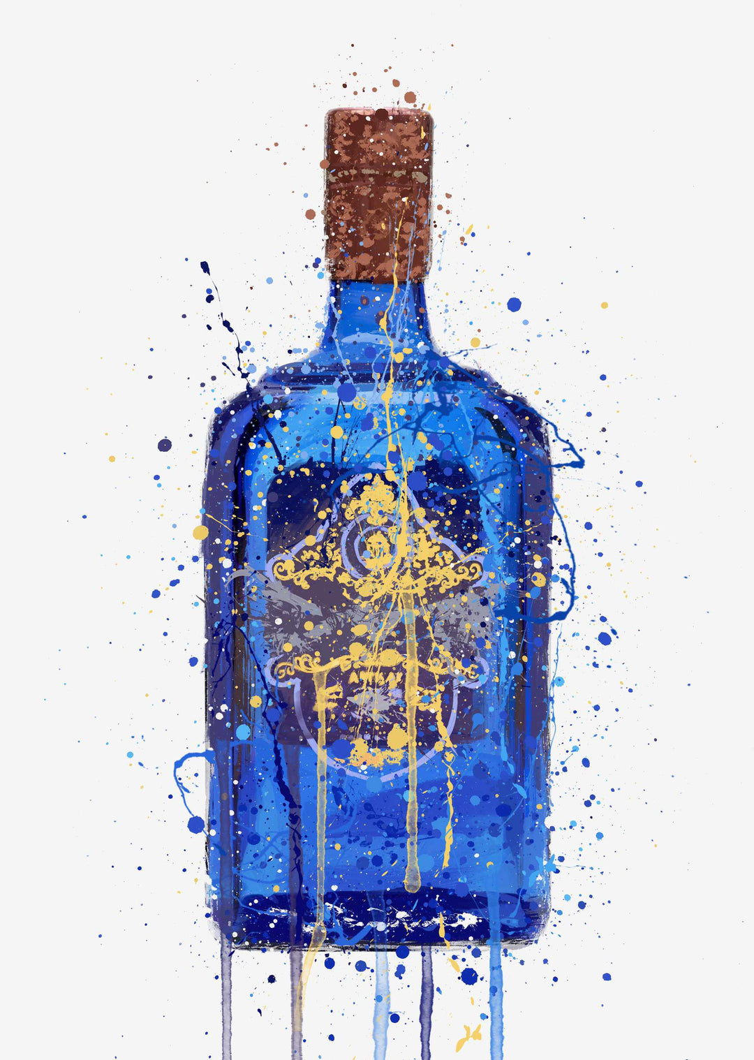 Gin Flasche Wandbild 'Royal Blue'