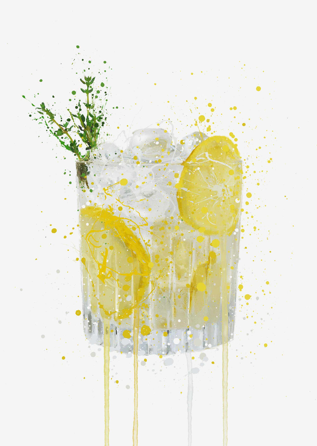 Gin Tonic 'Zitrone &amp; Thymian' Wand Kunstdruck