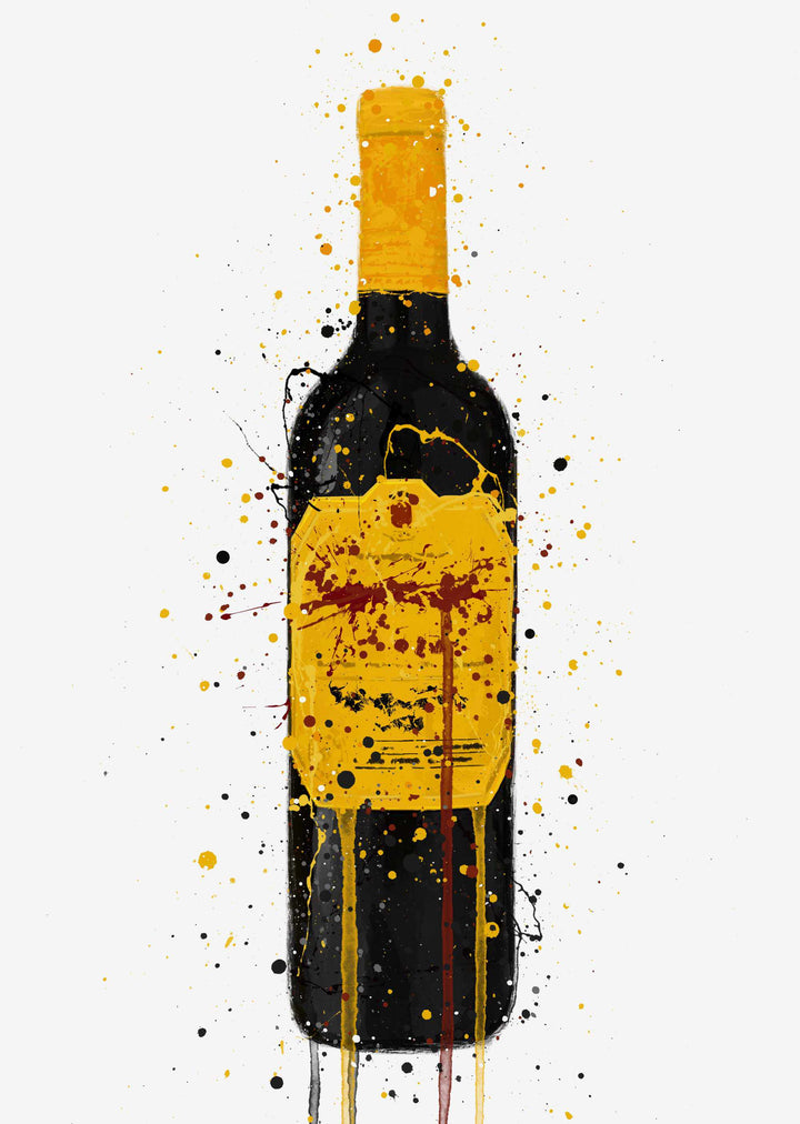 Wandbild Weinflasche 'Kanariengelb'