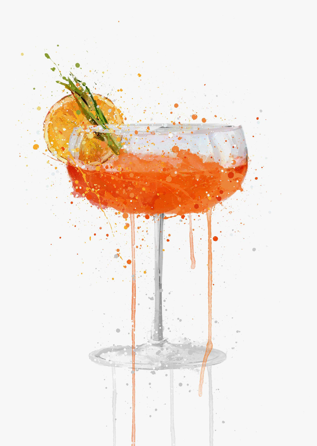 Orange Cocktail-Wand-Kunstdruck