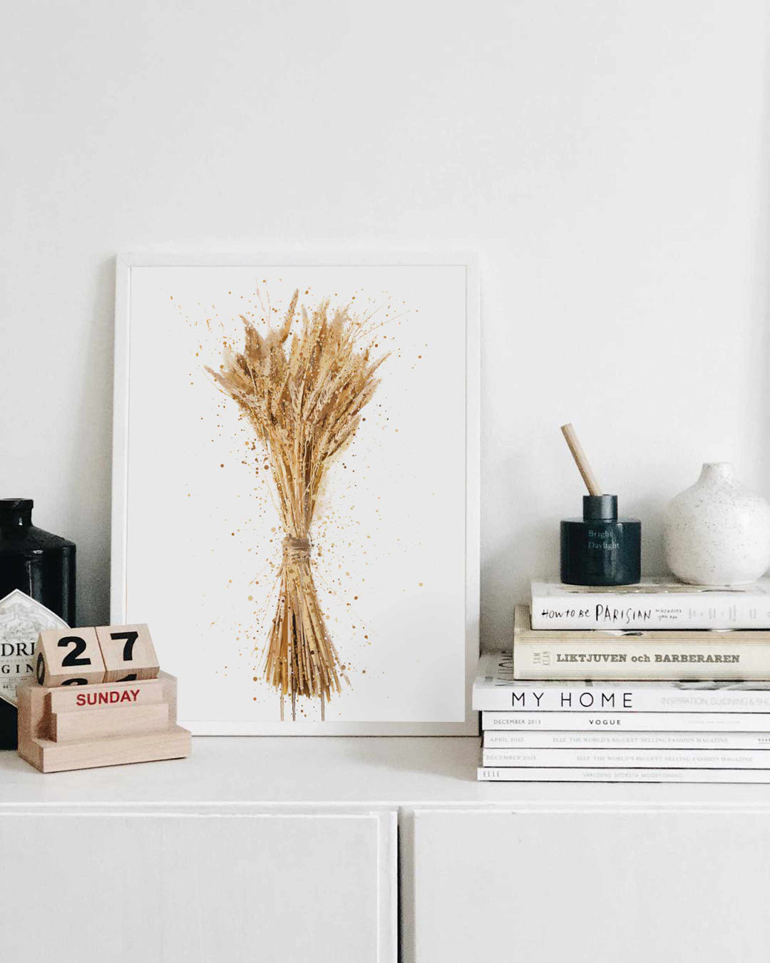 Botanisches Wandbild 'Dried Wheat' - Pflanzendrucke, botanische Kunstdrucke und botanische Illustrationen