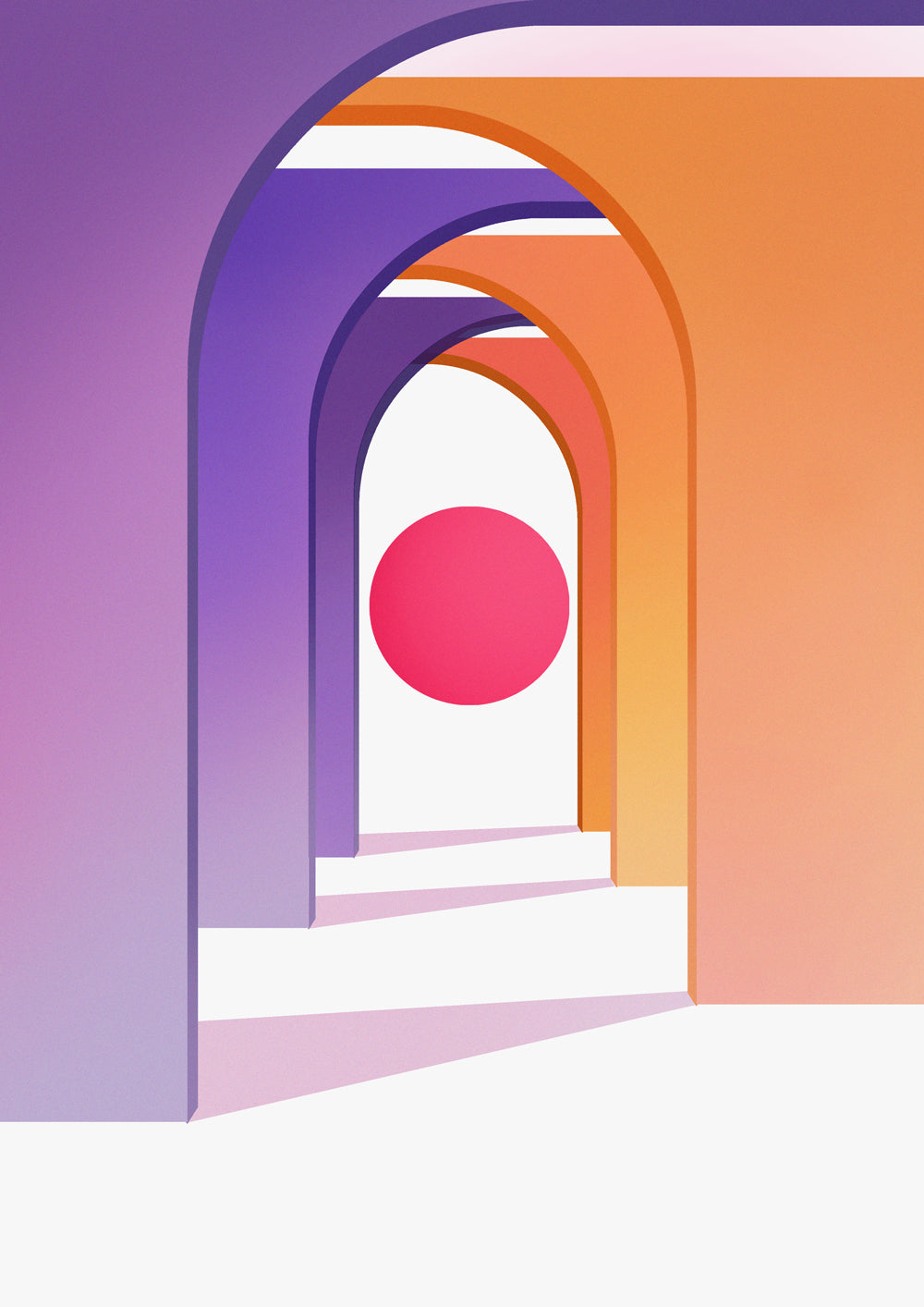 Purple Orange Abstract Artwork Futuristic Modern Surreal Architecture Arches Wall Art Print '4th Dimension'