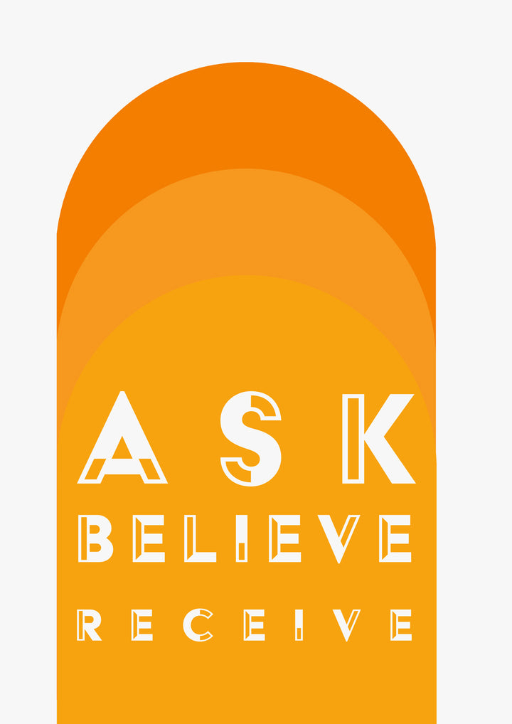 Gesetz der Anziehung Positive Affirmation Zitat Typografie Poster Wand Kunstdruck 'Ask Believe Receive'