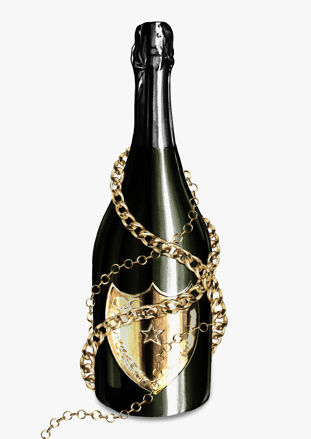 Champagne Bottle Wall Art Print 'Baroque Bottle VI'