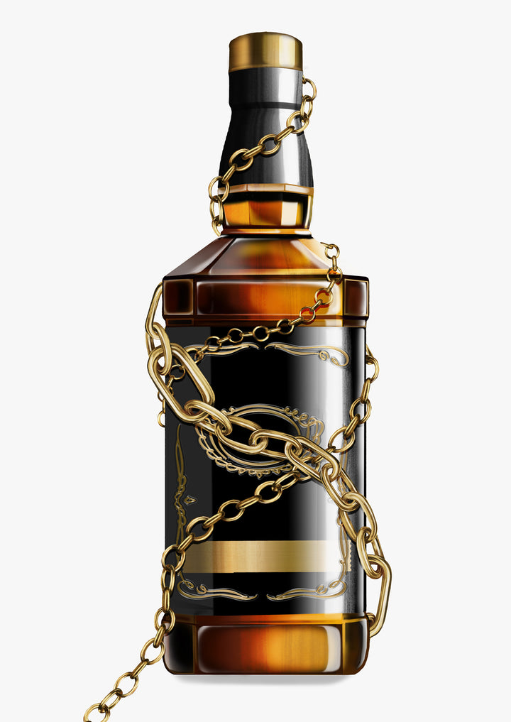Whiskey Bottle Wall Art Print 'Baroque Bottle IV'