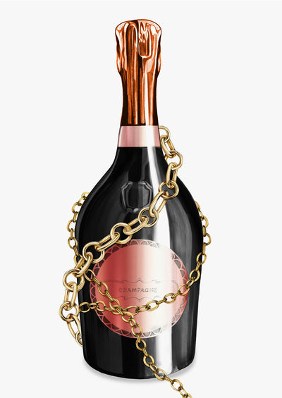 Champagne Bottle Wall Art Print 'Baroque Bottle V'