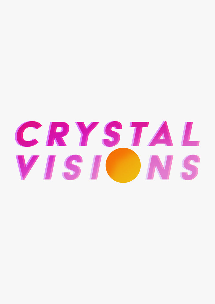 Atmosphärischer kalifornischer Sonnenuntergang Typografie Poster Wand Kunstdruck 'Crystal Visions'