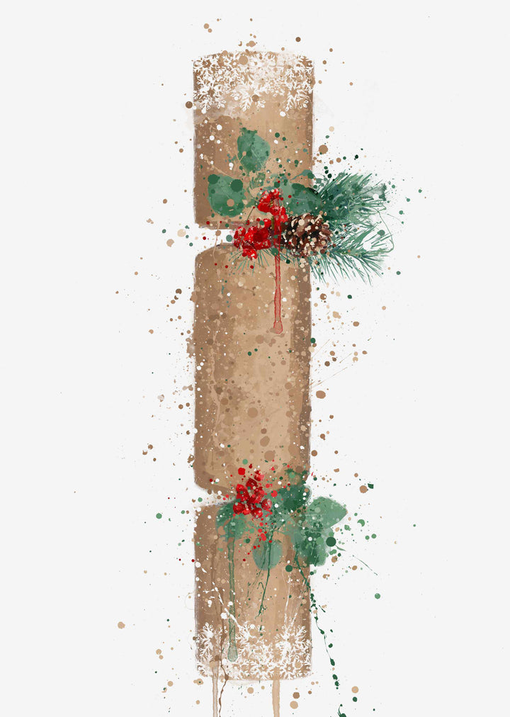 Christmas Cracker Wall Art Print , Contemporary and Stylish Christmas Decoration Alternative Xmas Decor