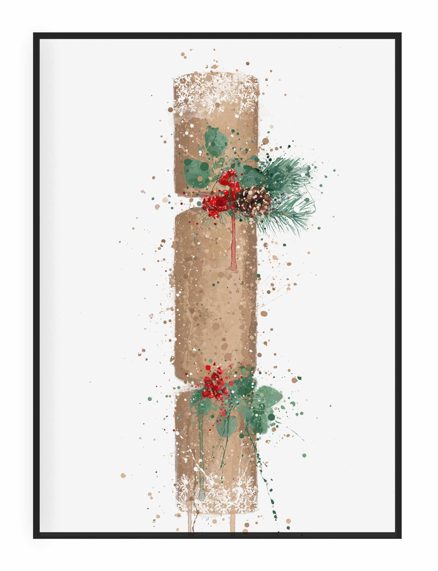 Christmas Cracker Wall Art Print, Contemporary and Stylish Christmas Decoration Alternative Xmas Decor
