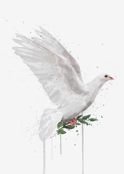 Christmas Dove Wall Art Print, Contemporary and Stylish Christmas Decoration Alternative Xmas Decor