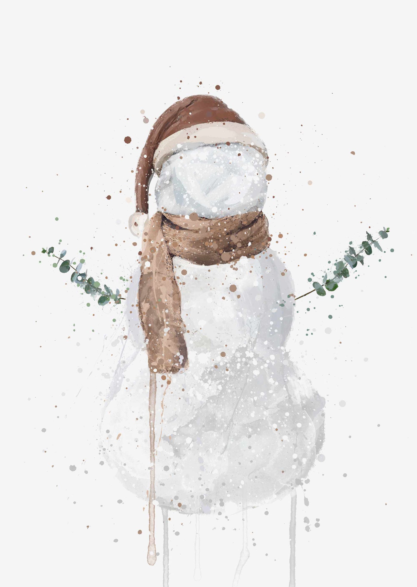 Snowman Wall Art Print, Contemporary and Stylish Christmas Decoration Alternative Xmas Decor