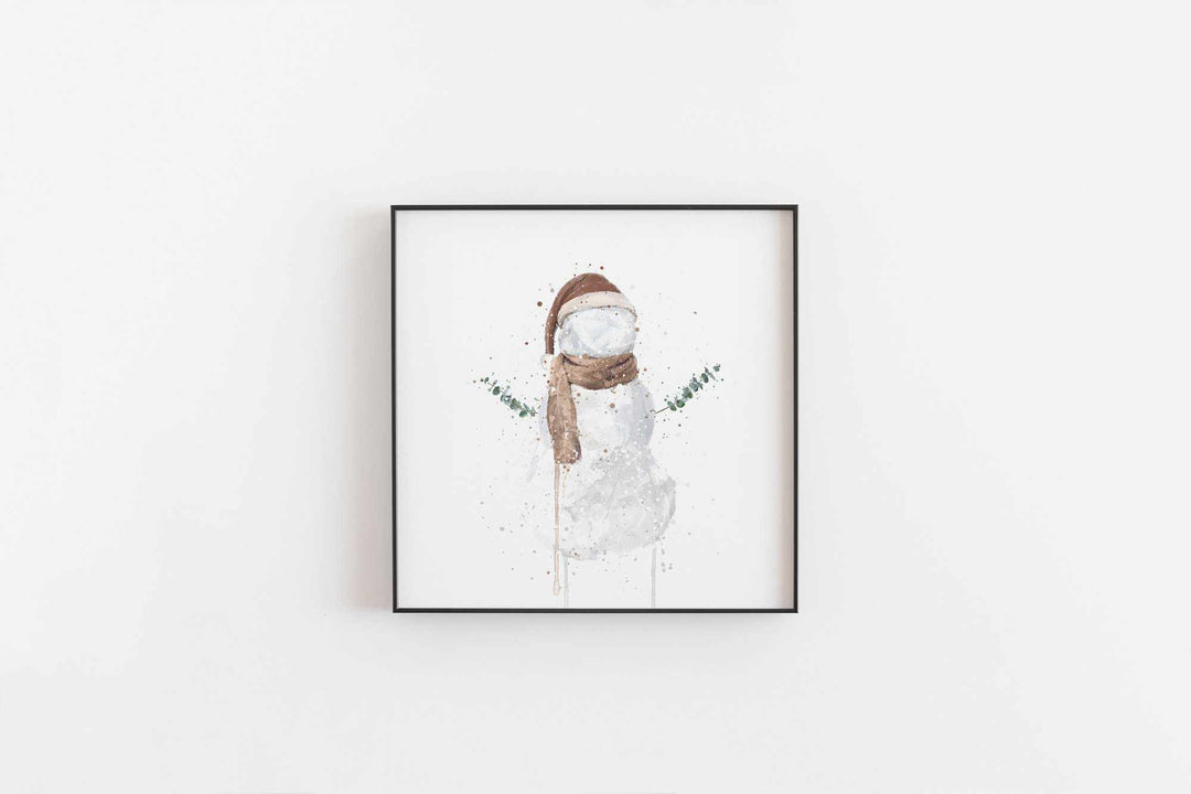 Snowman Wall Art Print , Contemporary and Stylish Christmas Decoration Alternative Xmas Decor
