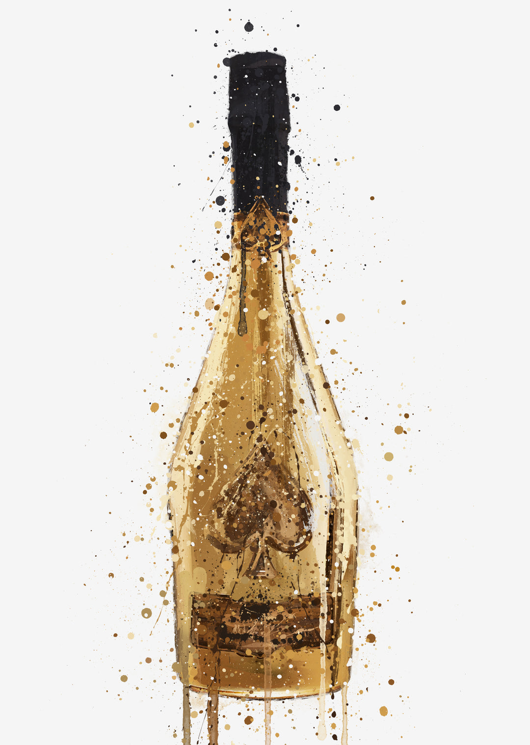Champagne Bottle Wall Art Print 'Midas'