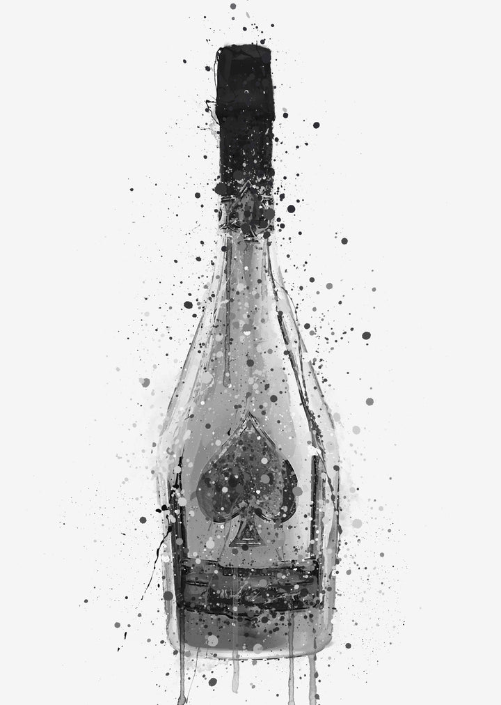 Champagne Bottle Wall Art Print 'Titanium'