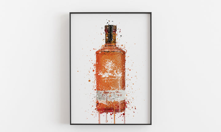 Gin Bottle Wall Art Print 'Blood Orange'