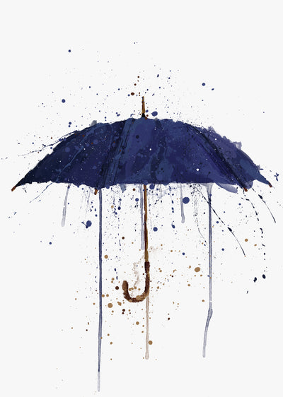 Navy Blue Umbrella Wall Art Print