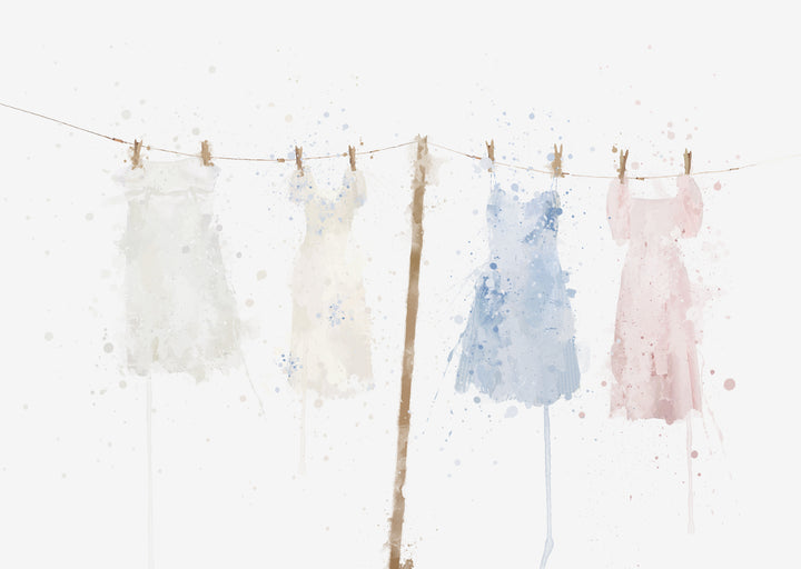 Washing Line with Clothes Wall Art Print