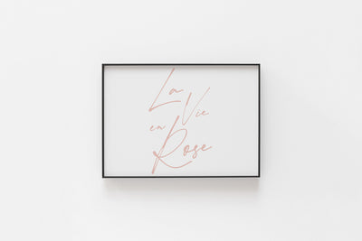 Typographic Wall Art Print 'La Vie En Rose' (Horizontal)
