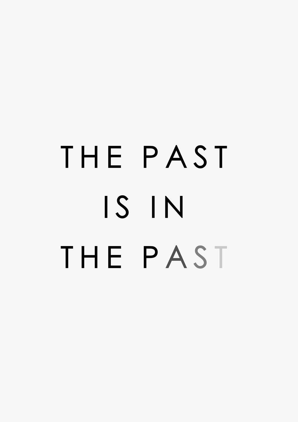 Gesetz der Anziehung Motivierender Typografie-Wand-Kunstdruck „The Past is in the Past“