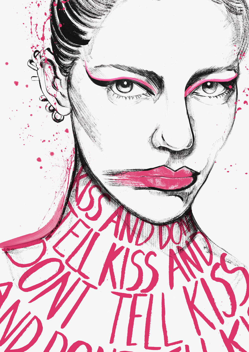 Kiss & Don't Tell Typographic Wall Art Print