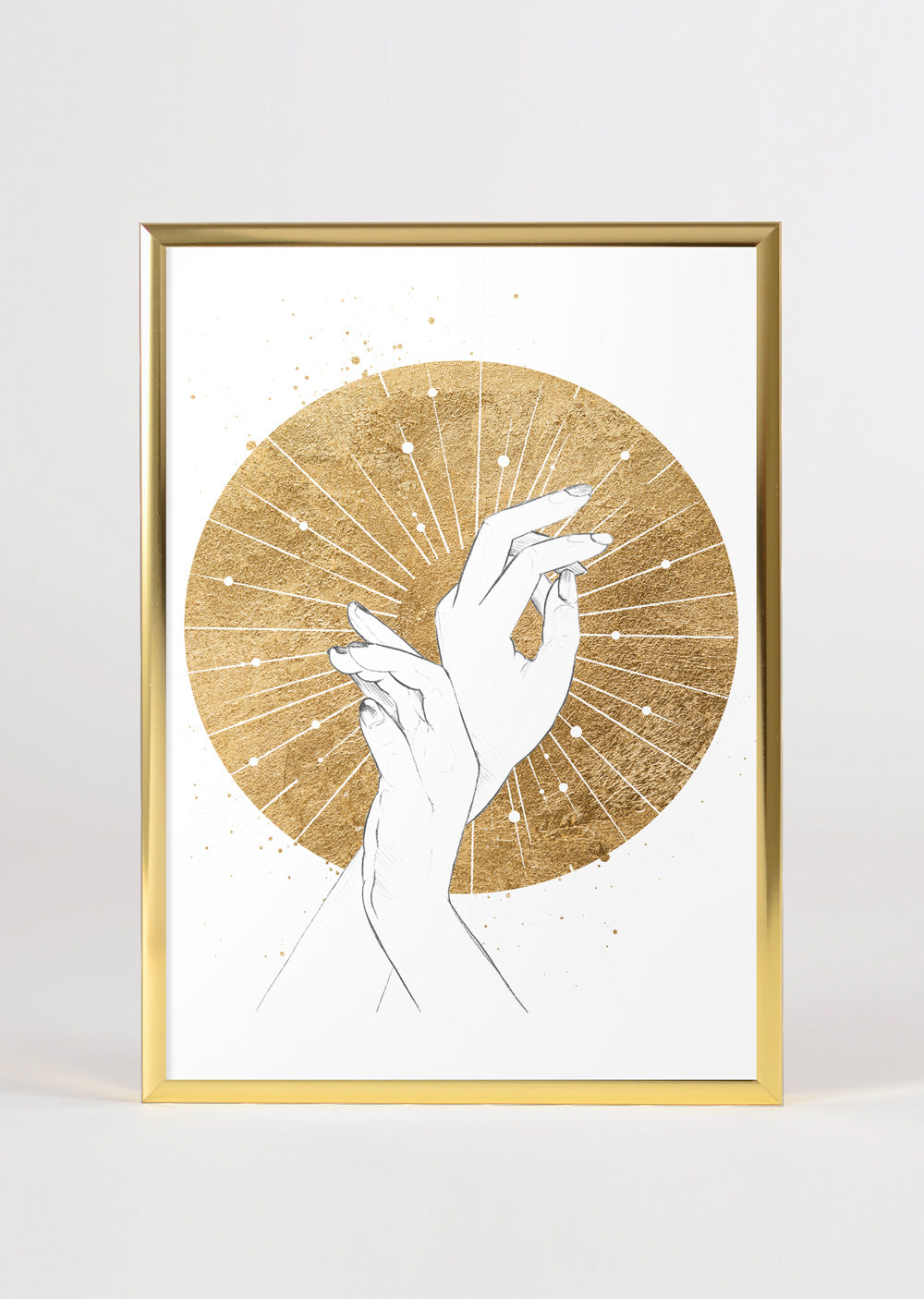 Renaissance Inspired Magical Female Hands Gold Sun Sign Wall Art Print 'Sun Sign'