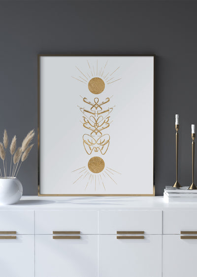 Renaissance Inspired Typographic Gold Calligraphy Wall Art Print 'Soliel'