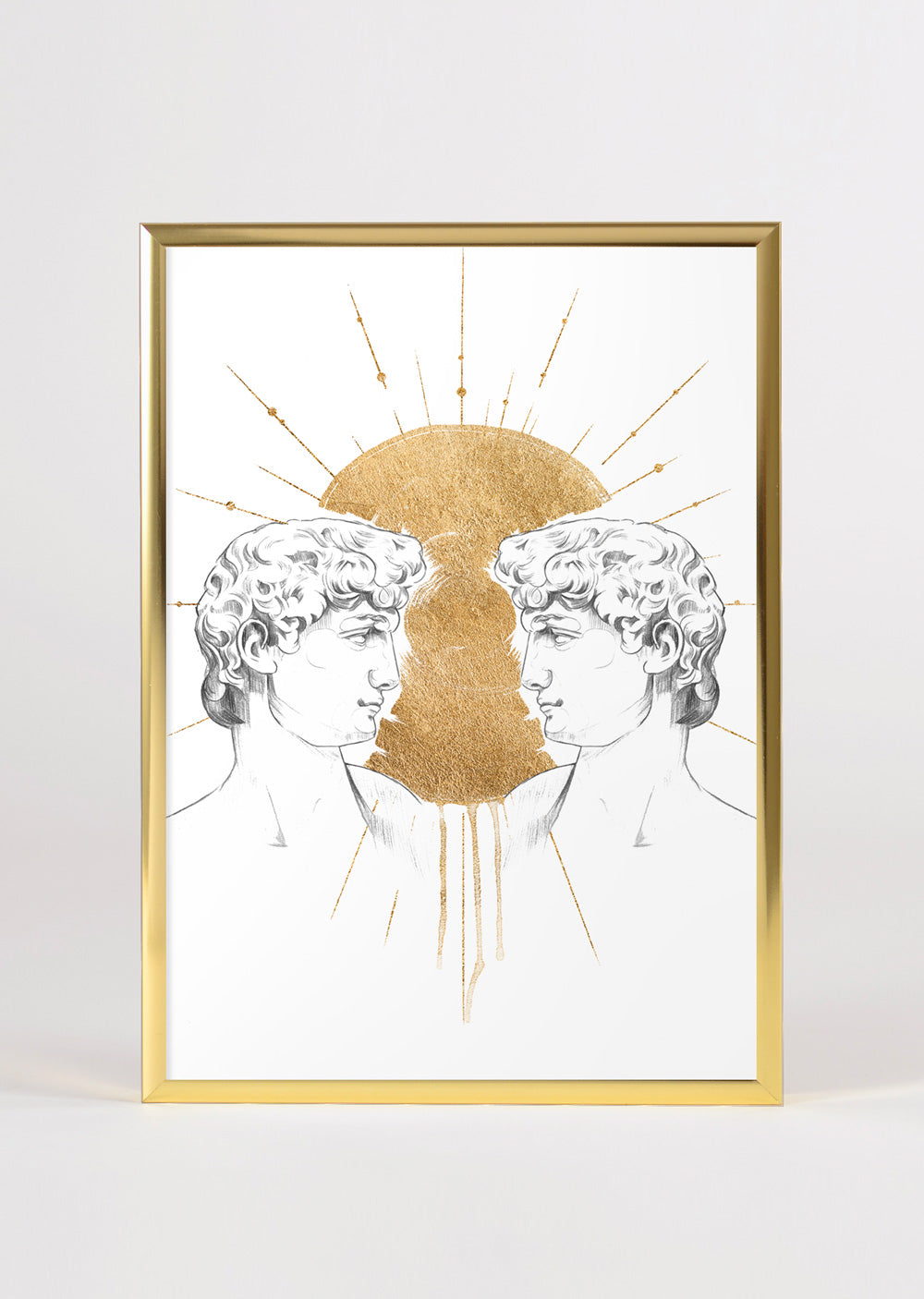 The Statue of David Michelangelo Renaissance Inspired Male Marble Bust Wall Art Print 'Narcissus'