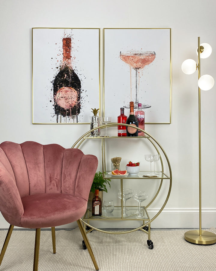 Champagne Bottle Wall Art Print 'Rosy'