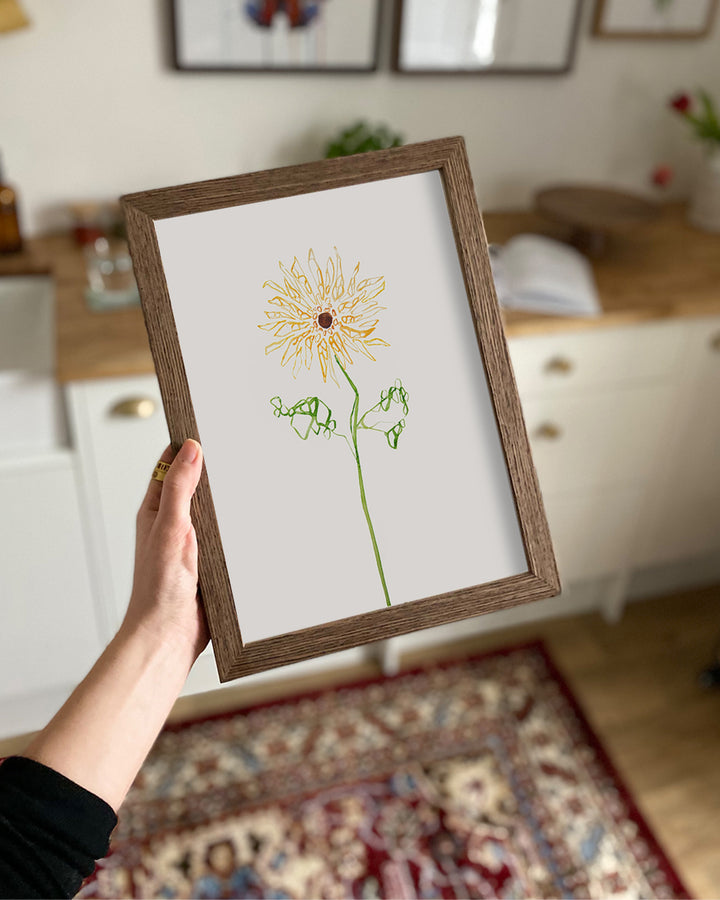 Minimaler Sonnenblumen-Mosaik-Wand-Kunstdruck