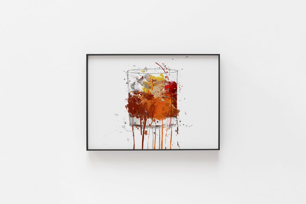 Old Fashioned Cocktail Wand Kunstdruck (horizontal)