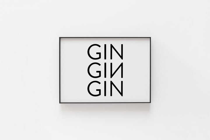 Typografisches Wandbild 'Gin Gin Gin' (Horizontal)