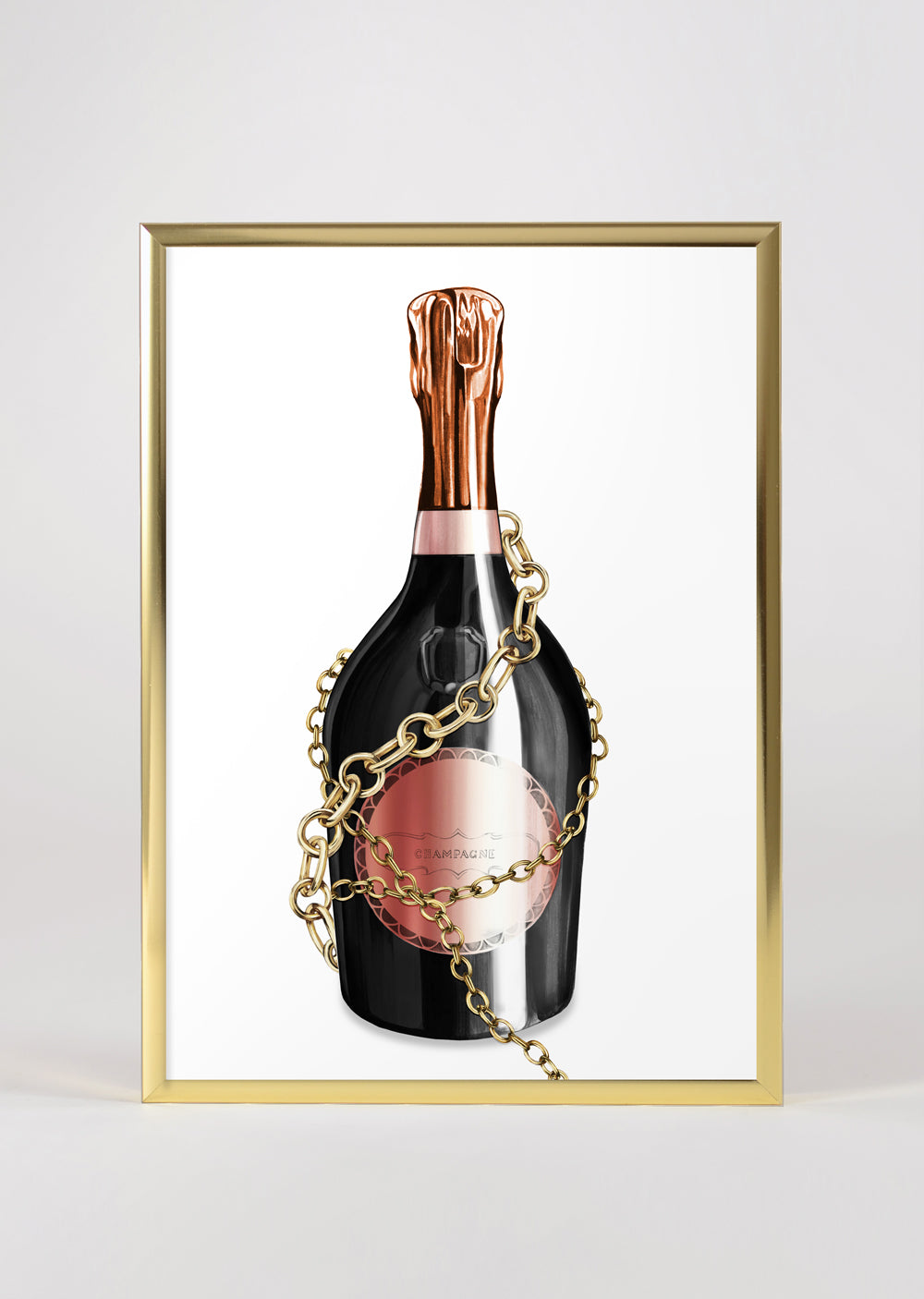 Champagne Bottle Wall Art Print 'Baroque Bottle V'