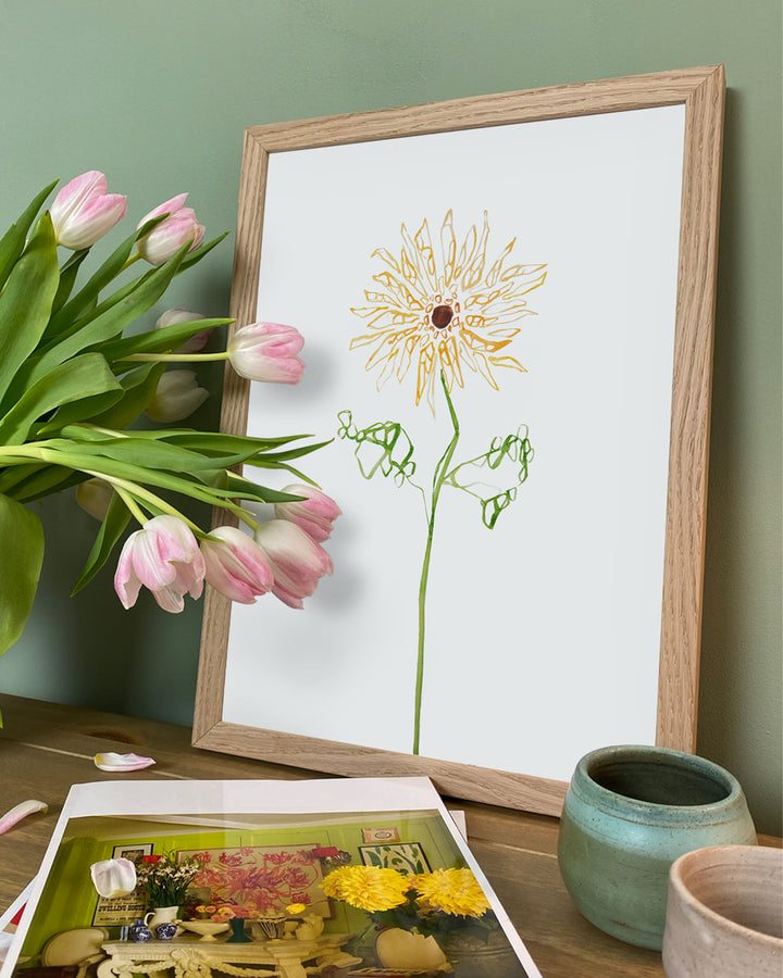 Minimaler Sonnenblumen-Mosaik-Wand-Kunstdruck