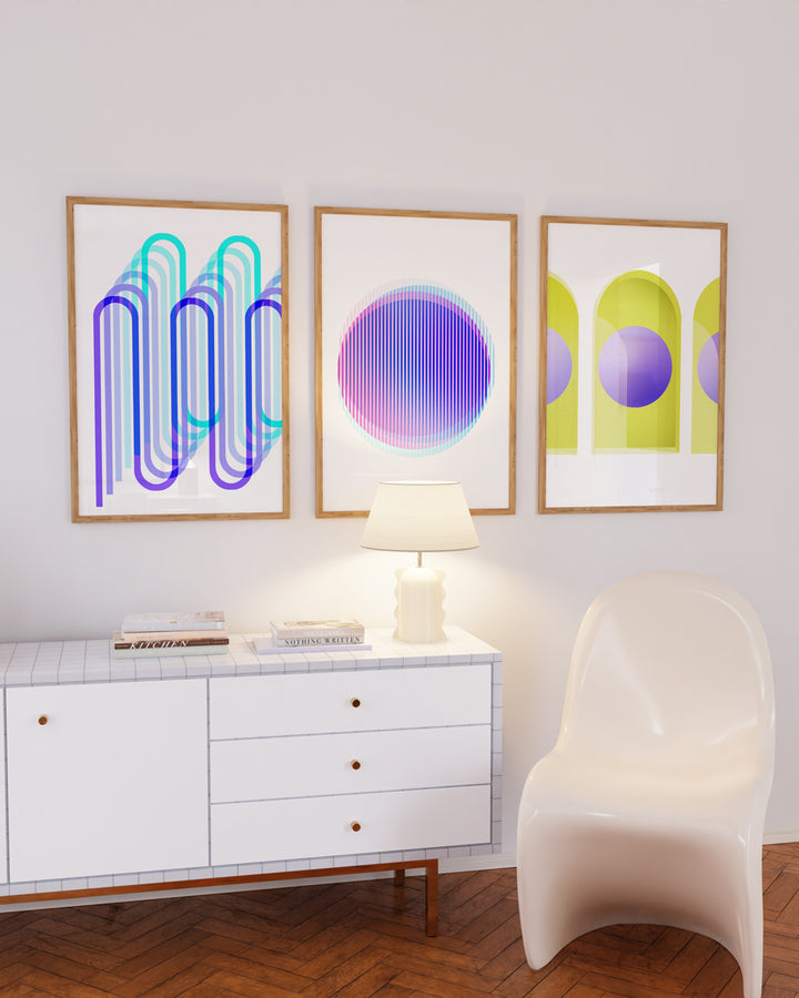 Abstraktes Kunstwerk futuristische moderne surreale Architektur Kreisform Wandkunstdruck 'Spectrum'