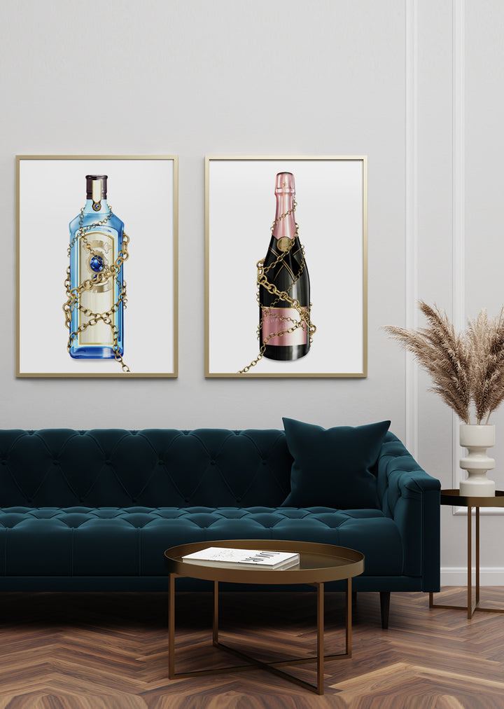 Champagner Wandbild 'Barockflasche 'III'