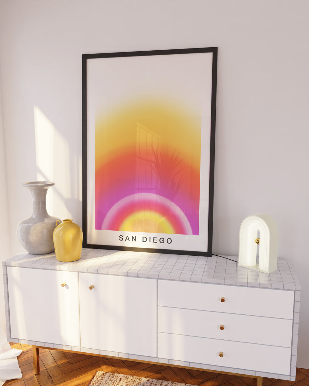 Amerikanischer Kunstdruck California Abstract Gradient Sunset Wall Artwork Print 'San Diego'