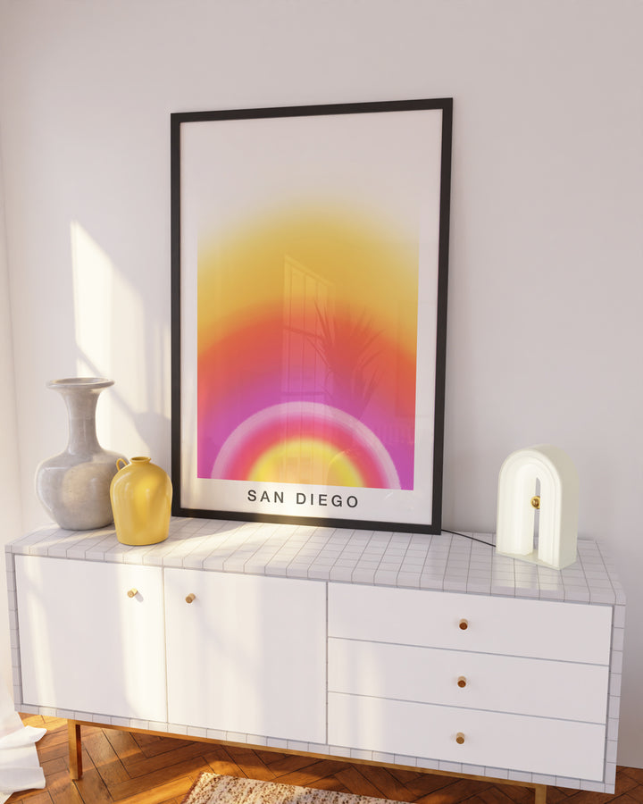Amerikanischer Kunstdruck California Abstract Gradient Sunset Wall Artwork Print 'San Diego'