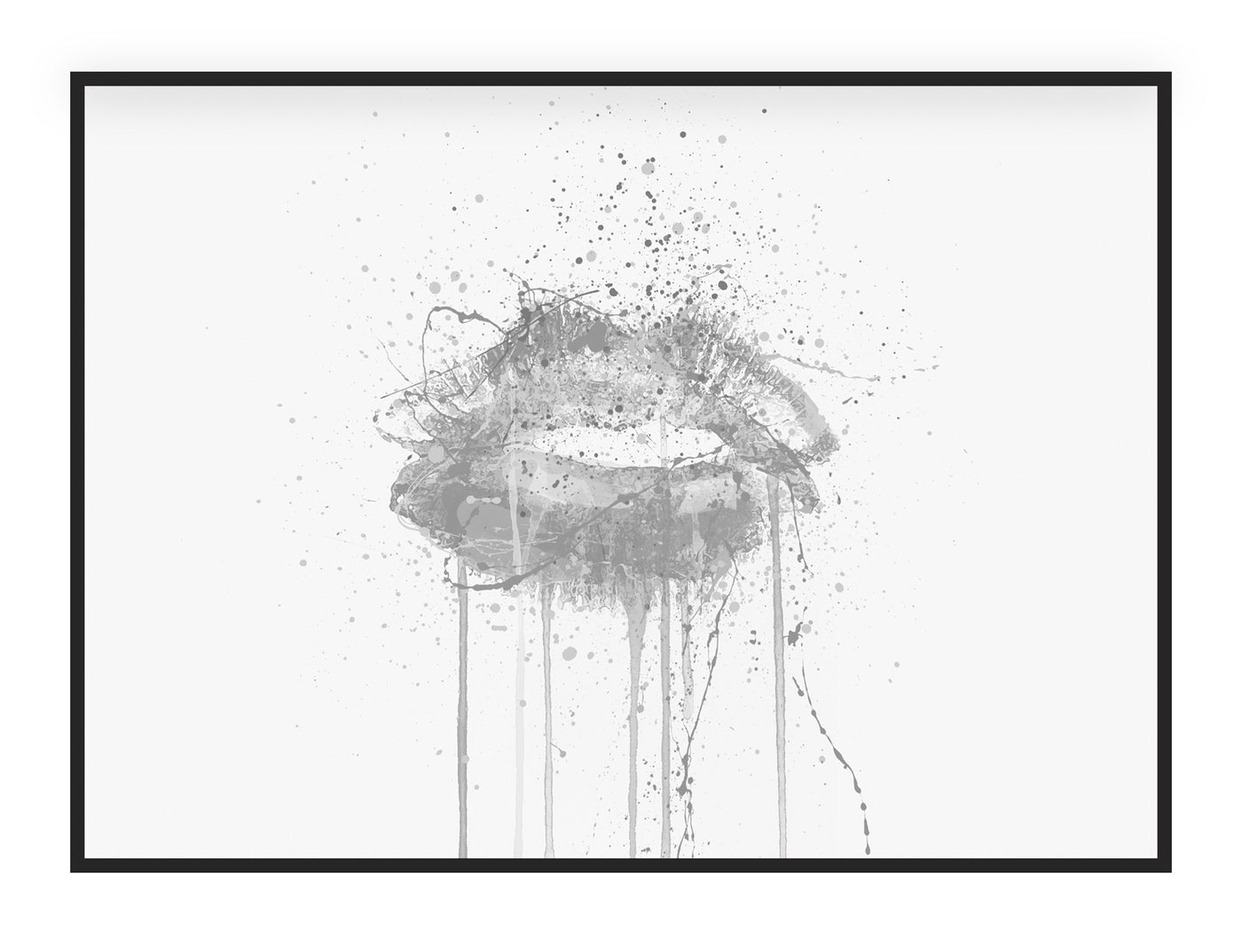 Kinda Sexy' Lips Wall Art Print (Grey Edition Horizontal)