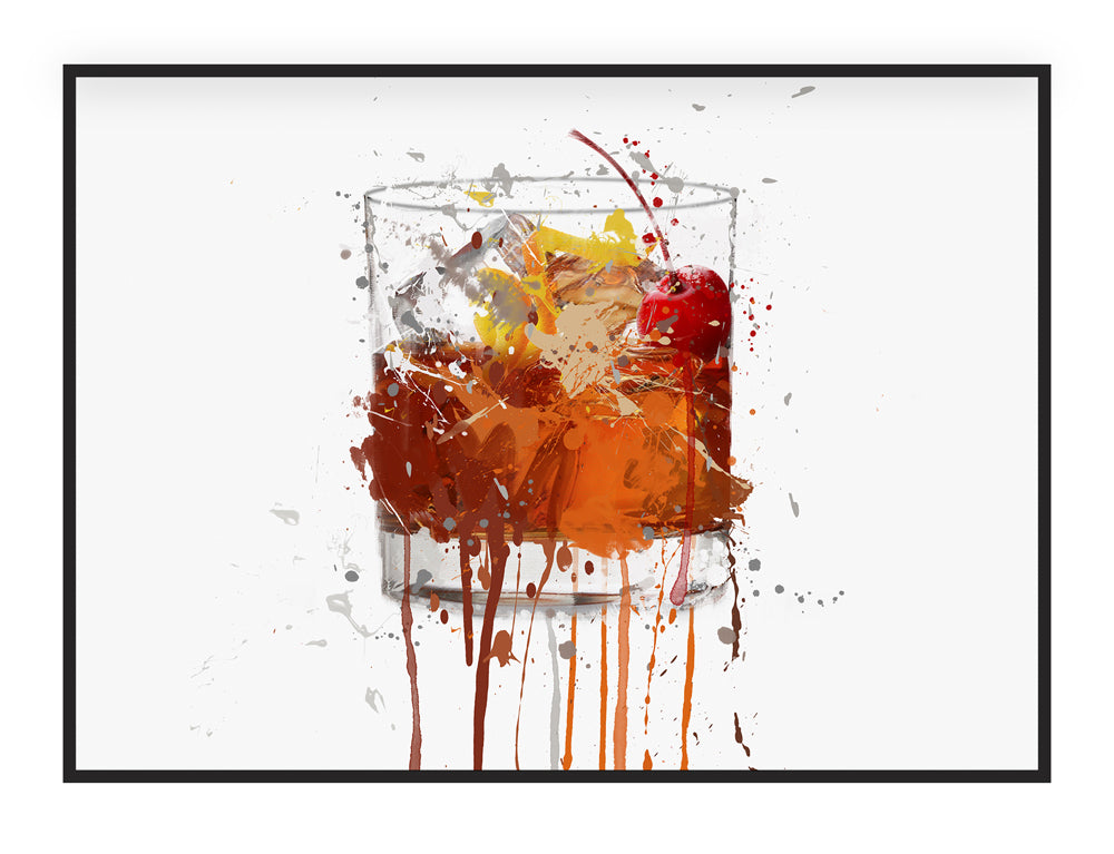 Old Fashioned Cocktail Wall Art Print (Horizontal)