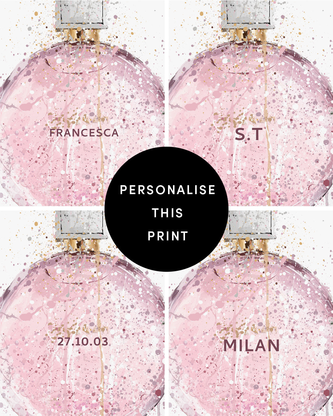 Fragrance Bottle Wall Art Print 'Pastel Pink'